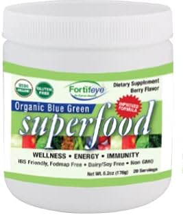 Fortifeye Vitamins Organic Green Superfood Supplement Powder - Raw, Vegan, Paleo, Gluten Free, Green Superfood Powder - Berry Flavor, 20 Servings Per Container