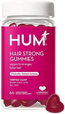 HUM Hair Strong - Daily Gummies with Biotin to Improve Hair Growth - Fo Ti, Folic Acid, Zinc, Vitamin B12 & PABA to Support Healthy Hair, Skin and Nails (60 Vegan Gummies)