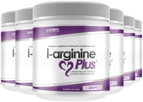 L - Arginine Plus 6 - pack Cardio Health Formula And Nitric Oxide Booster ,Grape 13.4 Oz.