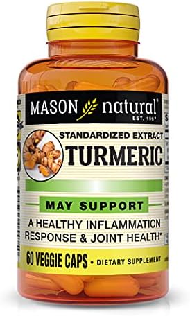 MASON NATURAL Turmeric - Healthy Inflammatory Response, Improved Joint and Muscle Health, Herbal Supplement, 60 Veggie Caps