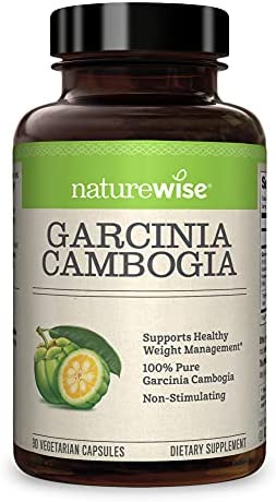 NatureWise Pure Garcinia Cambogia (1 Month Supply) 100% Natural HCA Extract Concentrated to 60% with Superior Absorption (90 Count)