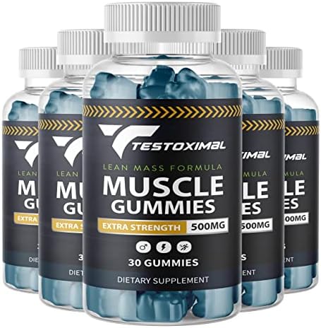 OfficialStore - Testoximal ME & ED Multivitamins | Daily Muscle Building Supplement Gummies, 500mg, 30 Gummies, (5 Bottles)