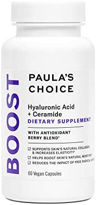 Paula's Choice Hyaluronic Acid + Ceramide Dietary Supplement, Collagen Support for Soft, Healthy + Radiant Skin, Gluten-Free + Soy-Free, 60 Vegan Capsules