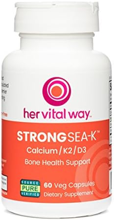 her vital way Strong Sea-K Calcium Supplement - Whole Food Calcium with K2 and D3 - Comprehensive Bone Health Supplement with Trace Minerals - 90 Capsules