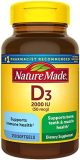 Nature Made Vitamin D3 2000 IU (50 mcg), Dietary Supplement for Bone, Teeth, Muscle and Immune Health Support, 250 Softgels, 250 Day Supply