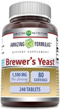 Amazing Formulas Brewers Yeast 1500mg Per Serving 240 Tablets Supplement | Non-GMO | Gluten Free | Made in USA