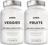 Amen Fruits + Veggies Vitamins Bundle, Raw Whole Food Multivitamin Capsules, Greens Vegetables, Red Fruits & Berries Vegan Blend, Fibers + Phytonutrients Superfood Minerals Supplement, Non-GMO, 180 ct