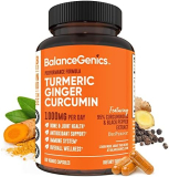 BalanceGenics Turmeric Curcumin Supplement with Black Pepper & Ginger Root 1000mg | Max Strength 95% Curcuminoids Curcuma | Joint Support & Healthy Inflammatory Response | 60 Capsules Powder Filled