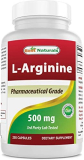 Best Naturals L-Arginine 500mg 250 Capsules – Pharmaceutical Grade L Arginine supplement promotes nitric oxide synthesis