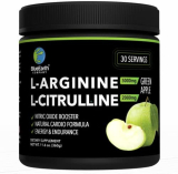 BlueEarth Company L-Arginine 5000mg + L-Citrulline 2000mg Complex Powder Supplement – Nitric Oxide Booster – Green Apple Flavored – 360g