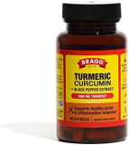 Bragg Turmeric Curcumin with BioPerine 1000mg Supplement – 95% Standardized Curcuminoids for High Absorption – Inflammatory & Joint Support – Vegan – Non-GMO – Capsules with Black Pepper (60 Pills)