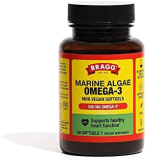 Bragg Vegan Omega 3 Supplement – Sustainably Sourced Marine Algae – Helps Support Brain, Eye & Heart Health – Includes EPA & DHA Fatty Acids – Non-GMO – 60 Softgels