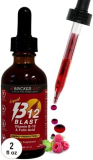 Bricker Labs B-12 Blast Liquid Vitamin B12 and Folic Acid Supplement, Support Energy Production, Great Tasting Liquid Vitamin B12 Dietary Supplement in Natural Raspberry Flavor, 2 fl oz Bottle