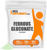 BulkSupplements.com Ferrous Gluconate Powder – Iron Supplement – Iron Supplement for Women – Iron Supplements for Men – Ferrous Gluconate Supplement (100 Grams – 3.5 oz)