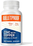 Bulletproof Zinc with Copper Capsules, 60 Count, Minerals and Antioxidant Supplement for Immunity and Mood