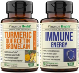 Bundle Turmeric Curcumin Bromelain Quercetin Bioperine + Immune Support Supplement for Energy & Stress Relief with Vitamin B Complex, Rhodiola & Astragalus. Joint Discomfort Relief + Immune Defence