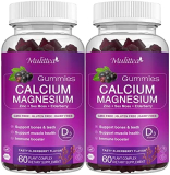 Calcium Magnesium Zinc Gummies with High Absorption Magnesium Glycinate 200mg Potassium -Plant Complex Calcium Supplement with D3 Sea Moss for Bone,Muscles,Calm&Mood, Vegan(2 Pack)…