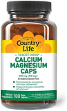 Country Life Target-Mins Calcium Magnesium Caps, 500mg: 250mg, 180 Vegan Capsules, Certified Gluten Free, Certified Vegan