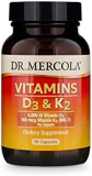 Dr. Mercola Vitamins D3 & K2 Dietary Supplement, 90 Servings (90 Capsules), Supports Heart Health, Immune Support, Non GMO, Soy Free, Gluten Free