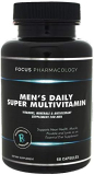 Focus Pharmacology Men’s Daily Super Multi-Vitamin for Men – 60 Ct Blend of Vitamins, Minerals, Plus Herbs for Prostate Health and General Energy/Focus