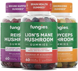 Fungies Superfood Mushroom Gummy Bundle – Lion’s Mane, Cordyceps, Reishi – Brain Health, Energy, Immune Support – 180 Count (Gelatin-Free, Gluten-Free, Non-GMO, Vegan)