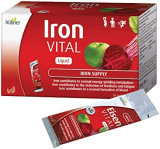 Hübner Iron Vital Liquid Iron Supply Plus Vitamin C, Dietary Supplement for Adults and Kids, Vegan and Gluten-Free, Fruit Flavor, Box of 20 Packets, 10 ml Each