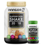 INVIGOR8 Superfood Shake (Salted Caramel) and Fat Burner Bundle. Gluten-Free and Non GMO Meal Replacement Shake & Healthy Garcinia Weight Loss Supplement/Appetite Suppressant.