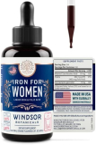 Liquid Iron Supplement for Women – Windsor Botanicals Folic Acid, Vitamin C, Vegan Iron Supplements for Anemia, Menstruation, Pregnancy Support – Gluten-Free, Non-GMO, Orange Flavor – 30 Days, 2oz