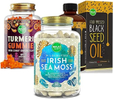 MAJU’s Black Seed Oil Recommended Herbal Combination – Organic Irish Sea Moss Capsules, Turmeric Curcumin Ginger Gummies