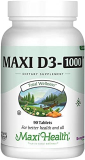 Maxi Health Vitamin D3 1000 IU Dietary Supplement – Easy to Swallow – Odorless & Tasteless – Supports Calcium Absorption, Immune Health and Bone Health in Adult Women & Men – 90 Tablets