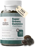 Mother Nutrient Super Greens Gummies with Prebiotics & Probiotics Not 8, but 30 Powerful Greens Superfoods — Womens Multivitamin Gummy, Veggie Vitamins for Adults — (90 Gummies)