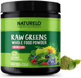 NATURELO Raw Greens Superfood Powder – Unsweetened – Boost Energy, Detox, Enhance Health – Organic Spirulina – Wheat Grass – Whole Food Nutrition from Fruits & Vegetables – 60 Servings