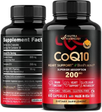 NUTRAHARMONY CoQ10 Capsules with BioPerine – Coenzyme Q10 Supplements – Made in USA Vitamins – 200 MG, 60 Capsules – Coq 10 for Heart & Brain Support, Cellular Metabolism