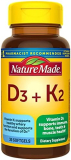 Nature Made Vitamin D3 K2, 5000 IU (125 mcg) Vitamin D, Dietary Supplement for Bone, Teeth, Muscle and Immune Health Support, 30 Softgels, 30 Day Supply