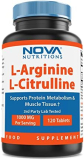 Nova Nutritions L-Arginine L-Citrulline 1000mg – Promotes Muscle Relaxation – 120 Tablets