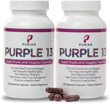 PURIAN Purple SuperFood Fruit and Veggie Supplement Fresh Dried Purple Fruit and Vegetable Supplements Promotes Anti-Aging, Heart Health, Aids Memory Strength, 240 Vegetarian Capsules, 2 Pack