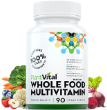 PlantVital Whole Food MULTIVITAMIN with 56 Superfoods, Raw Veggies & Fruits, Probiotics, Digestive Enzymes, B-Complex, Omegas & More. Vegan/Non-GMO. Dairy/Soy/Gluten Free. 90 Vegan Tablets