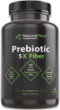 Prebiotic Fiber Supplement 5-in-1 Capsules – Natural Flow 5X Fiber XOS, GOS, FOS, Acacia and Agave Inulin, Daily Soluble Fiber Formula for Gut Support and Boost Good Bacteria Diversity, 120 Capsules