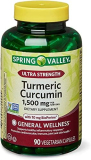 Spring Health 2 Set- Spring Valley Ultra-Strength Turmeric Curcumin 1,500mg 90 Capsules + Your Vitamin Guide, 1.0 Count