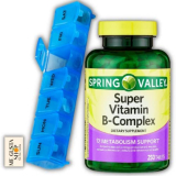 Spring Valley Super Vitamin B-Complex Tablets Dietary Supplement Energy Support & Nervous System Support, 250 Count Includes Me Gustas Sticker