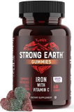 Strong Earth – Iron with Vitamin C Gummies for Adults, Teens & Kids (60 Count) | Iron Supplements with Vitamin C Gummy | Blood Builder Anemia FE Iron Gummies | Iron Supplement for Women and Men