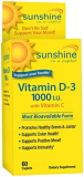 Sunshine Vitamin D-3 1,000 IU, Healthy and Strong Bones, 60 Servings