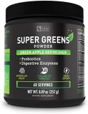 Super Greens Powder | Superfood to Support Digestive Enzymes and Bloating with 2 Billion Probiotics | Support Energy Levels & Gut Health | 60 Servings | GMP Certified, Non-GMO | Green Apple Refresher