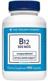 The Vitamin Shoppe Vitamin B12 500mcg – Supports Energy Production, Once Daily Dietary Supplement – Vitamin B-12 (As Cyanocobalamin), Gluten & Dairy Free (100 Capsules)