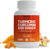 Turmeric Curcumin with BioPerine, 1310 Mg Organic Turmeric Capsules Made in USA,60 Count Tumeric and Ginger Immune Support, Joint Support Turmeric Curcumin Herbal Supplement