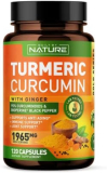 Turmeric Curcumin with Ginger and BioPerine Black Pepper for Max Absorption, 1965mg Curcuminoids Tumeric Extract Supplement, Non-GMO Natural Joint Support, 120 Capsules