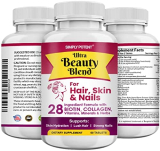 Ultra Beauty Blend with 28 Vitamins Minerals & Herbs for Hair Growth Healthy Skin & Nails, Anti-Aging Natural Supplement – 5000mcg Biotin Collagen Keratin MSM Silica Zinc & Hyaluronic Acid, 60 Tablets