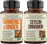 Vimerson Health Turmeric Ginger with BioPerine + Ceylon Cinnamon Bundle. Joint Support and Discomfort Relief, Balanced Inflammation, Immune, Digestive and Cardiovascular Health