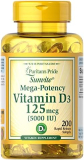 Vitamin D3 5,000 IU Bolsters Immunity by Puritan’s Pride for Immune System Support and Healthy Bones and Teeth 200 Softgels, packaging may vary